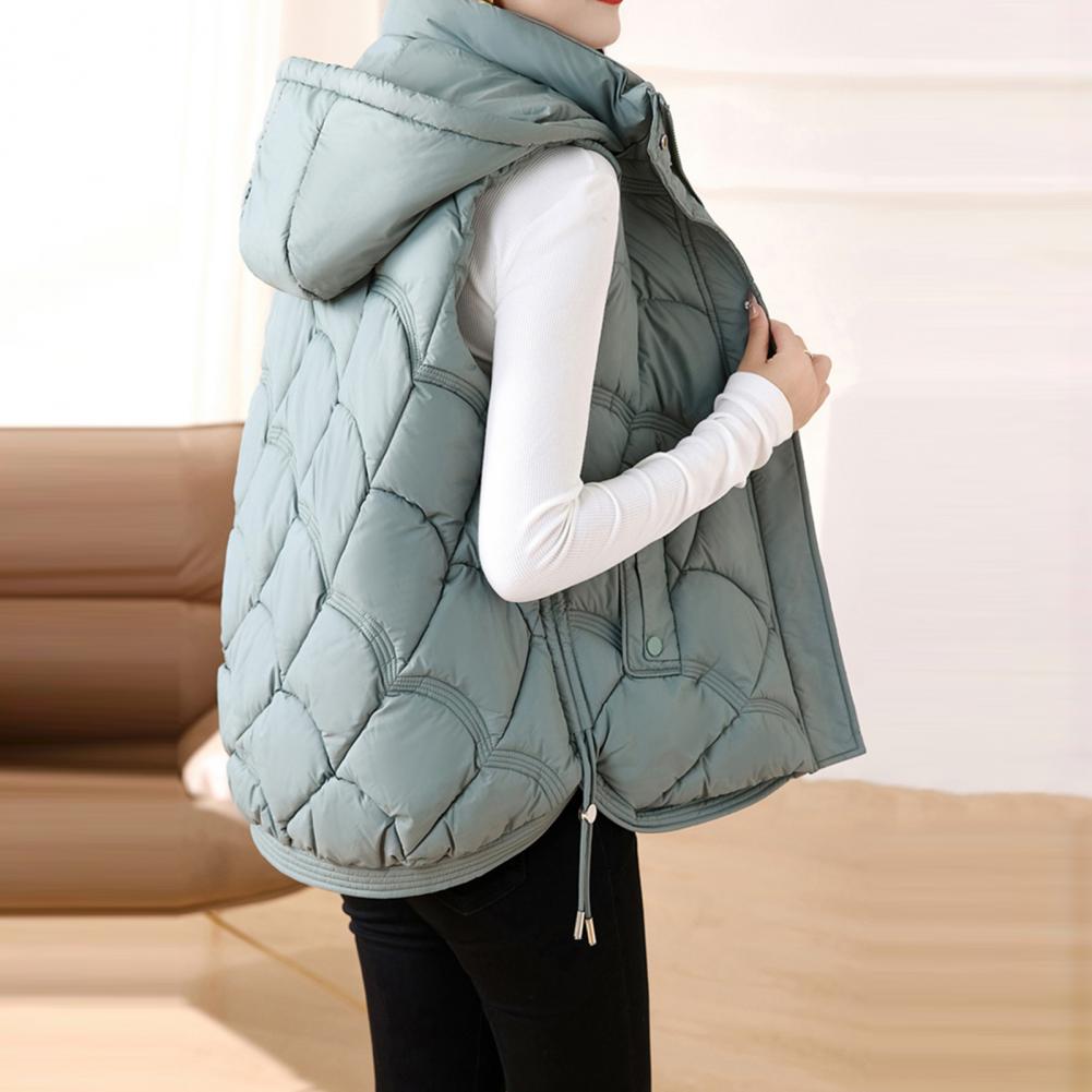 Down Vest Ultralight - 스탠드 칼라 후드 민소매 디자인 여성