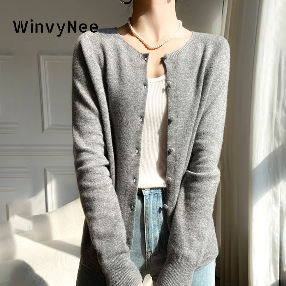 Winter Clothing Trends - WinvyNee 2024 여성용 울 가디건 니트