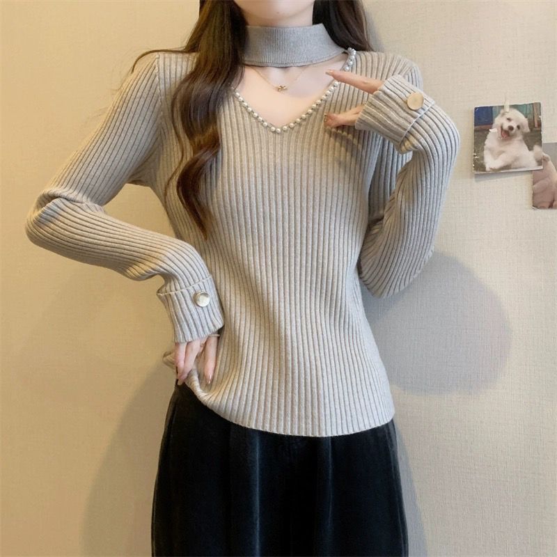 Winter Clothing Trends 2025 Women'S - 여성용 비즈 장식 트렌디 니트 스웨터,
