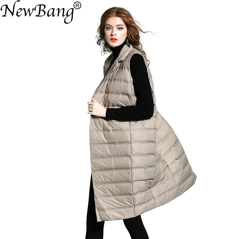 Down Vest Ultralight - NewBang 브랜드 여성용 긴 조끼, 초경량