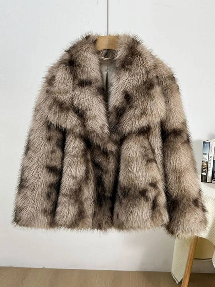 Winter Clothing Taiwan - 2026 시크 레오파드 프린트 빅 칼라