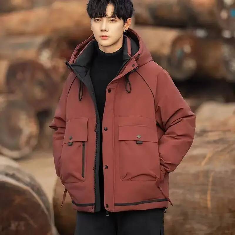남성용 다운 재킷 작업복 두꺼운 루즈핏 따뜻한 후드 아 - Winter Clothing Taiwan 리뷰 및 가격