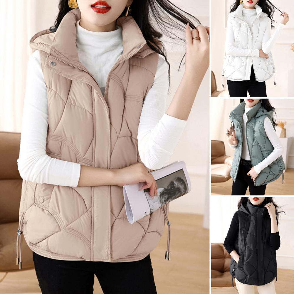 스탠드 칼라 후드 민소매 디자인 여성 코튼 조끼 코트, - Down Vest Ultralight 리뷰 및 가격