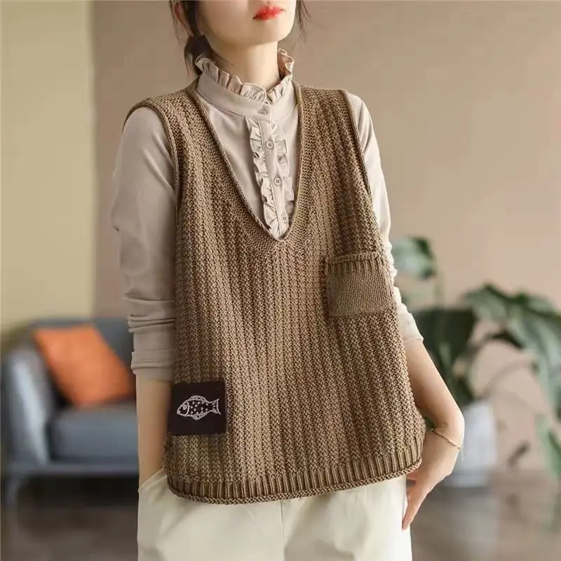 공개된 상품: 여성용 니트 조끼, 솔리드 크롭 웨이스트 - Winter Clothing Trends 리뷰 및 가격