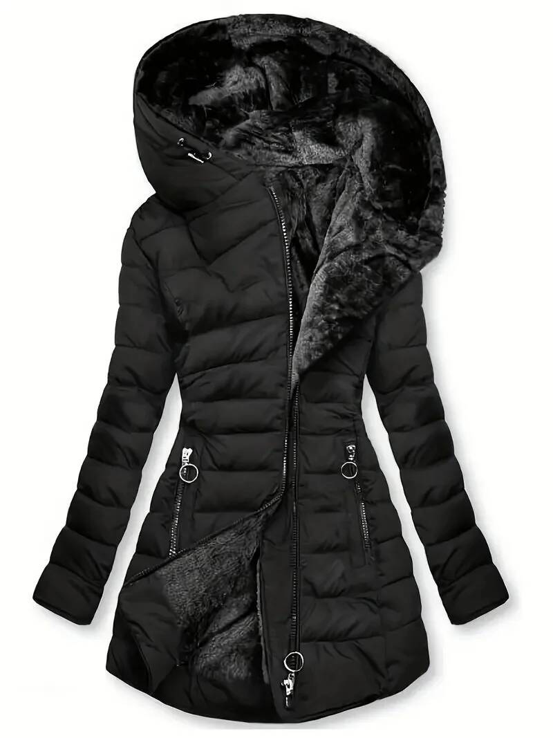 겨울용 따뜻한 후드 재킷 중간 길이 긴 소매 외투 유럽 - Winter Clothing Taiwan 리뷰 및 가격
