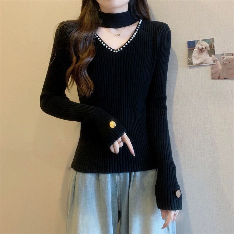 여성용 비즈 장식 트렌디 니트 스웨터, 긴 소매 젊은  - Winter Clothing Trends 2025 Women'S 리뷰 및 가격