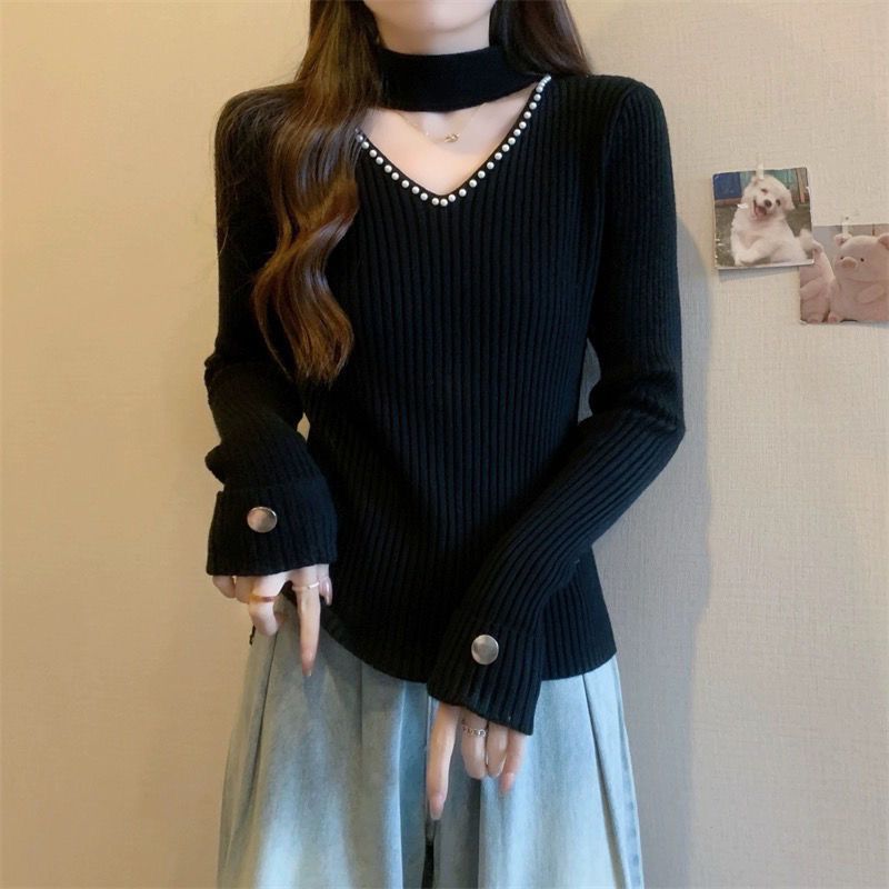 여성용 비즈 장식 트렌디 니트 스웨터, 긴 소매 젊은  - Winter Clothing Trends 2025 Women'S 리뷰 및 가격