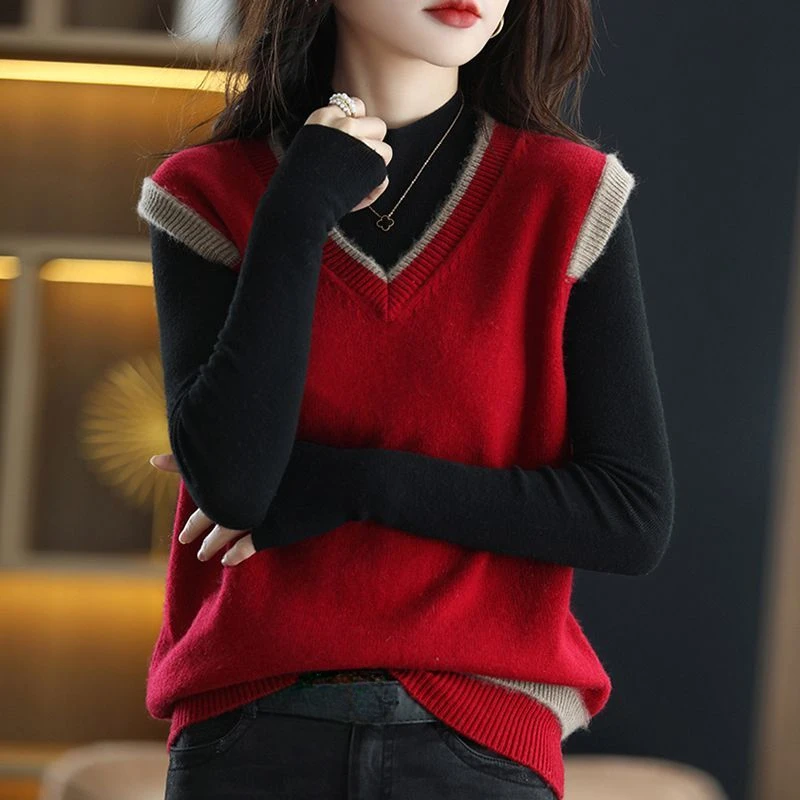 여성용 스웨터 빈티지 솔리드 민소매 조끼 가을 겨울 신 - Winter Clothing Trends 2025 Women'S 리뷰 및 가격