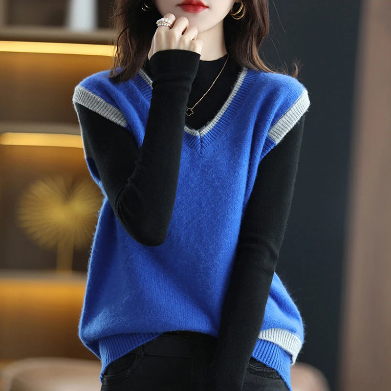 여성용 스웨터 빈티지 솔리드 민소매 조끼 가을 겨울 신 - Winter Clothing Trends 2025 Women'S 리뷰 및 가격
