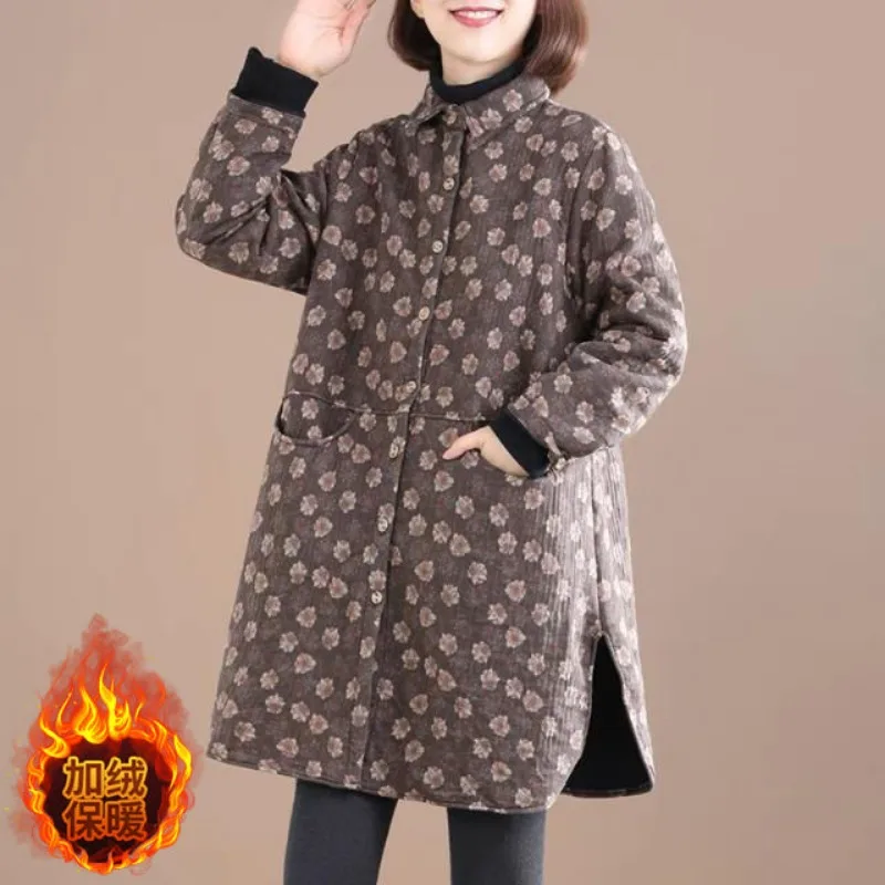 빈티지 플로럴 프린트 여성 재킷, 용수철 플리스 코트, - Winter Clothing Trends 리뷰 및 가격