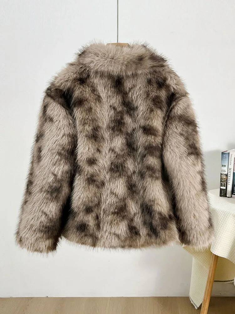 2026 시크 레오파드 프린트 빅 칼라 오버사이즈 푹신 - Winter Clothing Taiwan 리뷰 및 가격